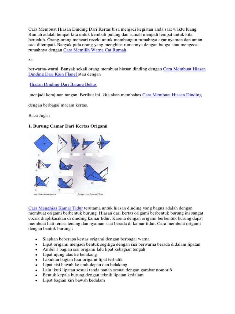  Cara  Membuat  Hiasan  Kamar  Dari  Kertas  Warna Home Desaign