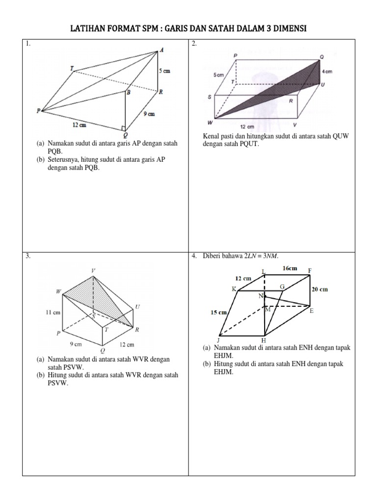 Latihan Format Spm Garis Dan Satah Dalam 3d Pdf