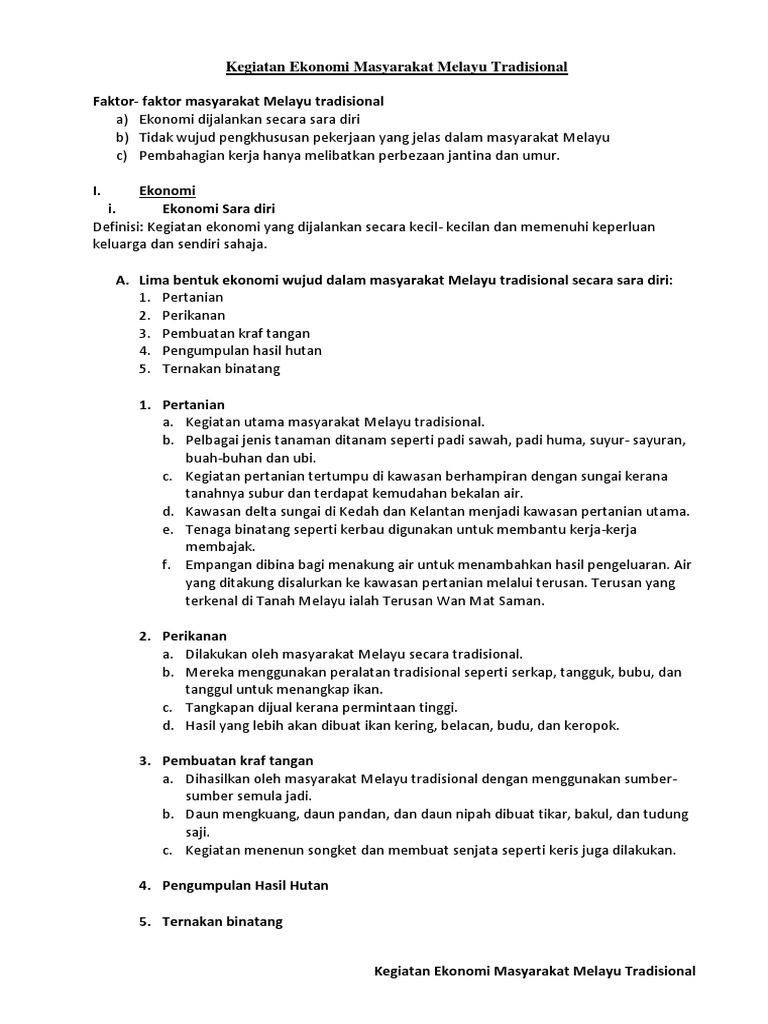Kegiatan Ekonomi Masyarakat Melayu Tradisional  PDF