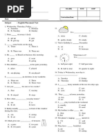 Name: - Class: 4 A / B / C / D Date: - Subject: English Placement Test Mark SOT SOP