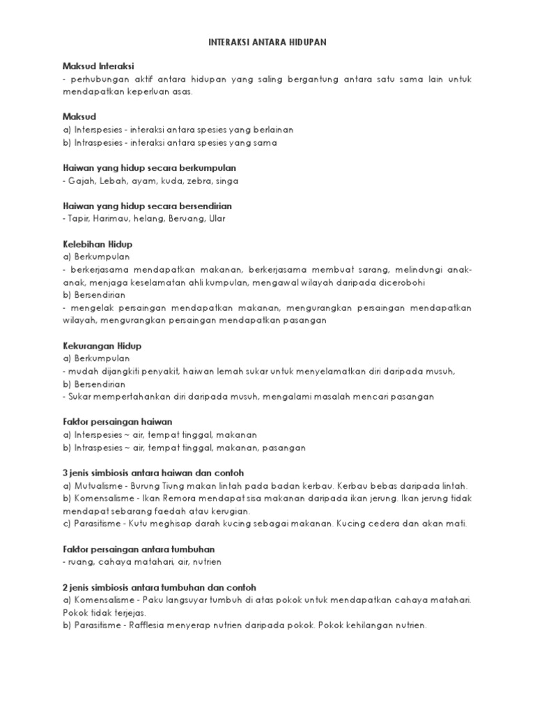 Interaksi Antara Hidupan Pdf
