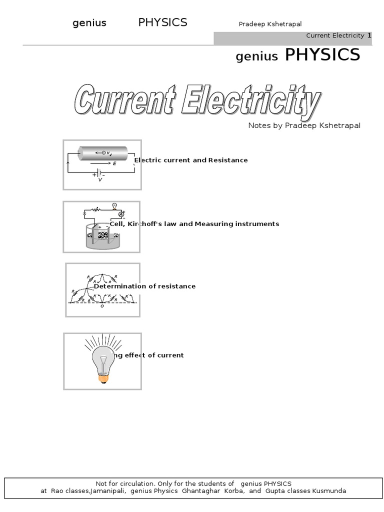 Current Electricity | PDF | Electrical Resistivity And Conductivity ...