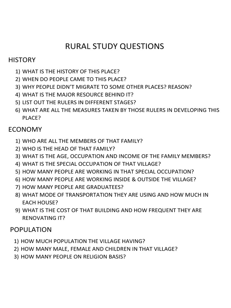 Rural Study Questions Overview | PDF | Building Materials | Building