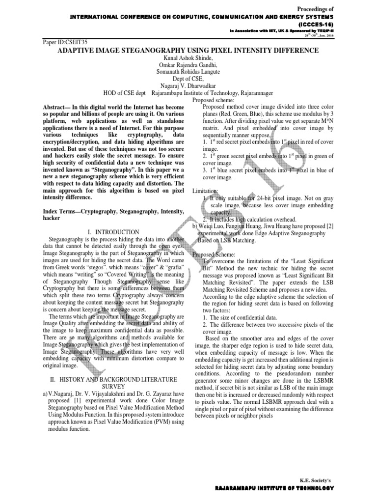 Adaptive Image Steganography Method | PDF | Cryptography | Areas Of ...