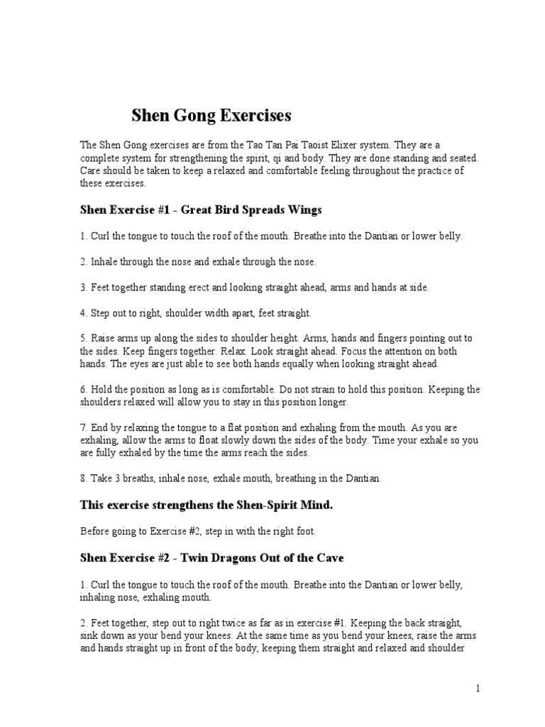 Shen Gong Exercises Overview | PDF | Hand | Breathing