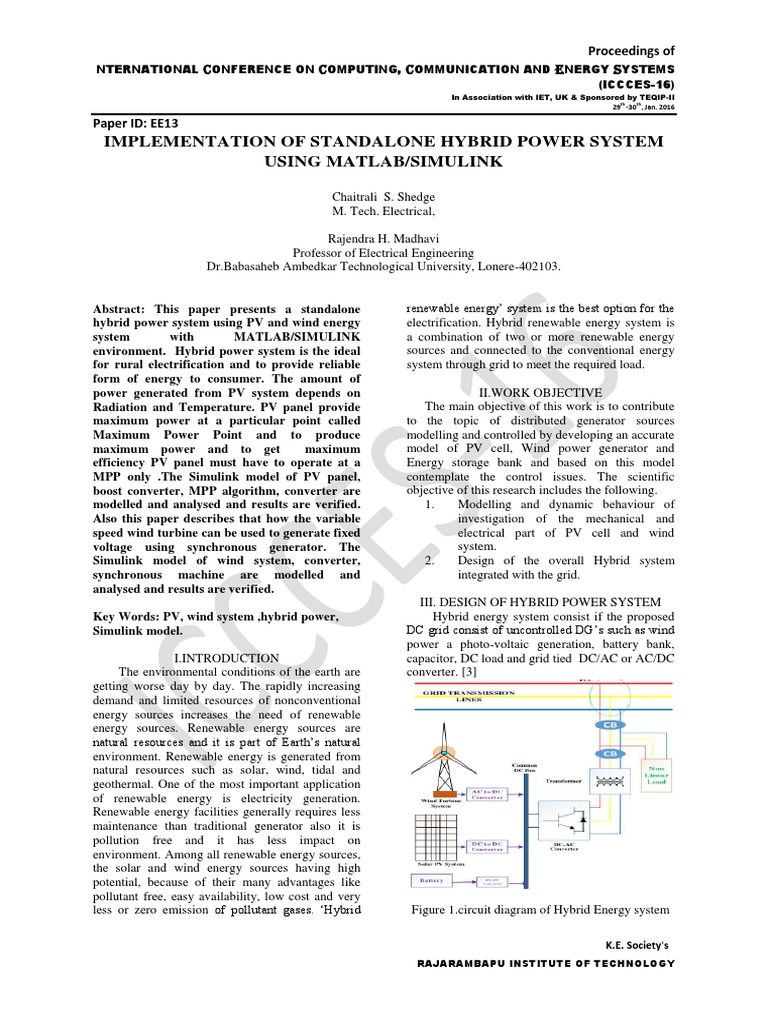 Hybrid Power System Using PV and Wind | PDF | Photovoltaics | Solar Power