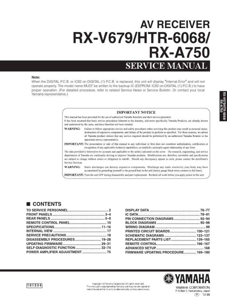 Yamaha RXV679 HTR6068 RXA750 PDF PDF I Pod Solder