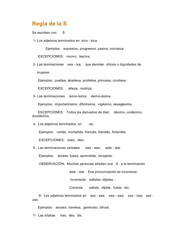 Reglas del Uso de la S en Adjetivos | PDF | Semiótica | Sintaxis