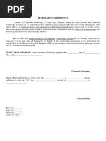 Secretarys Certificate BIR Registration Application