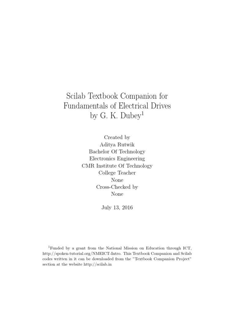 Fundamentals of Electrical Drives G. K. Dubey PDF PDF Force Electrical Engineering