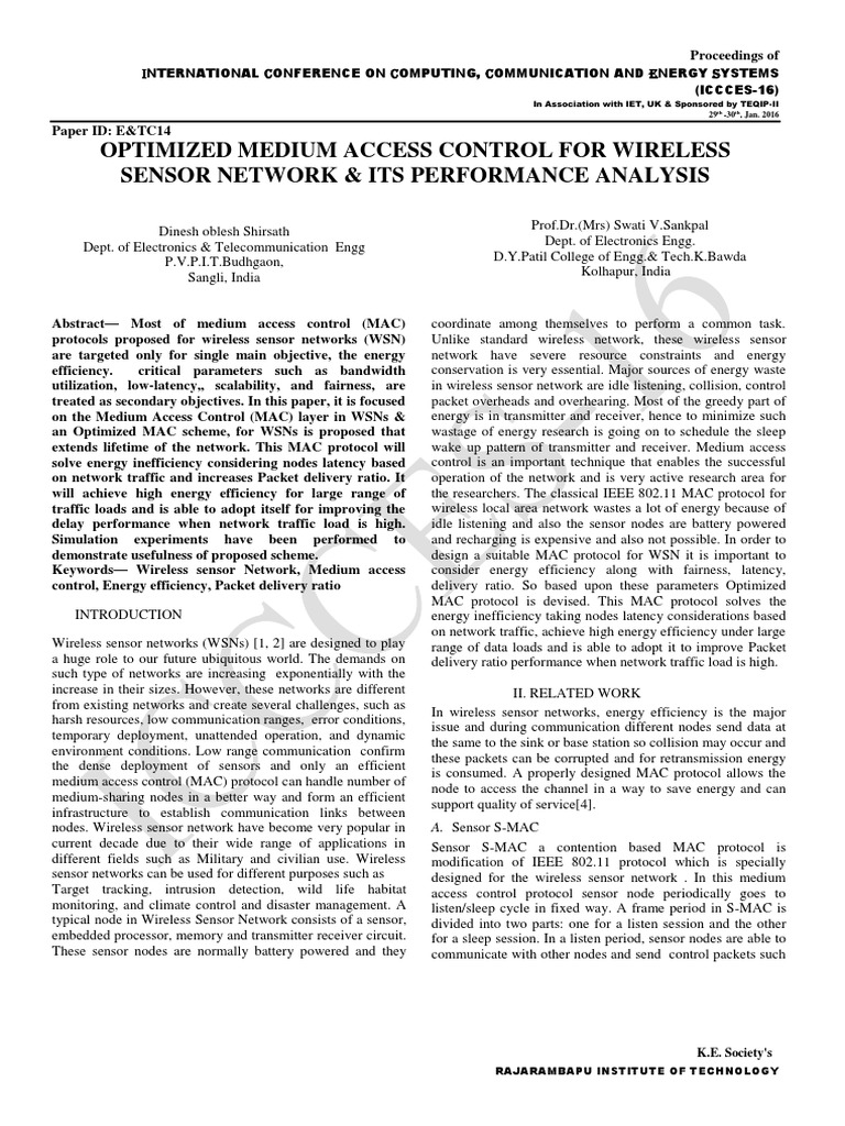 Optimized MAC for WSN Efficiency | PDF | Wireless Sensor Network ...
