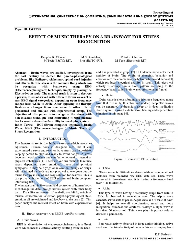 Effect of Music Therapy On A Brainwave For Stress Recognition | PDF ...