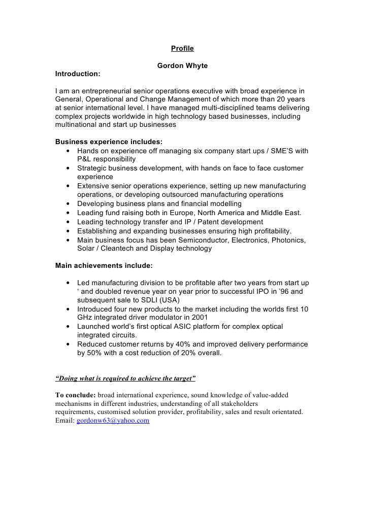 Gordon Whyte: Senior Operations Executive | PDF | Business