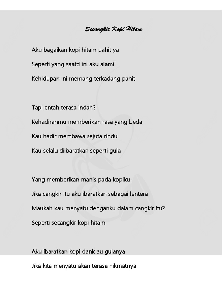 Puisi Secangkir Kopi Hitam Pdf