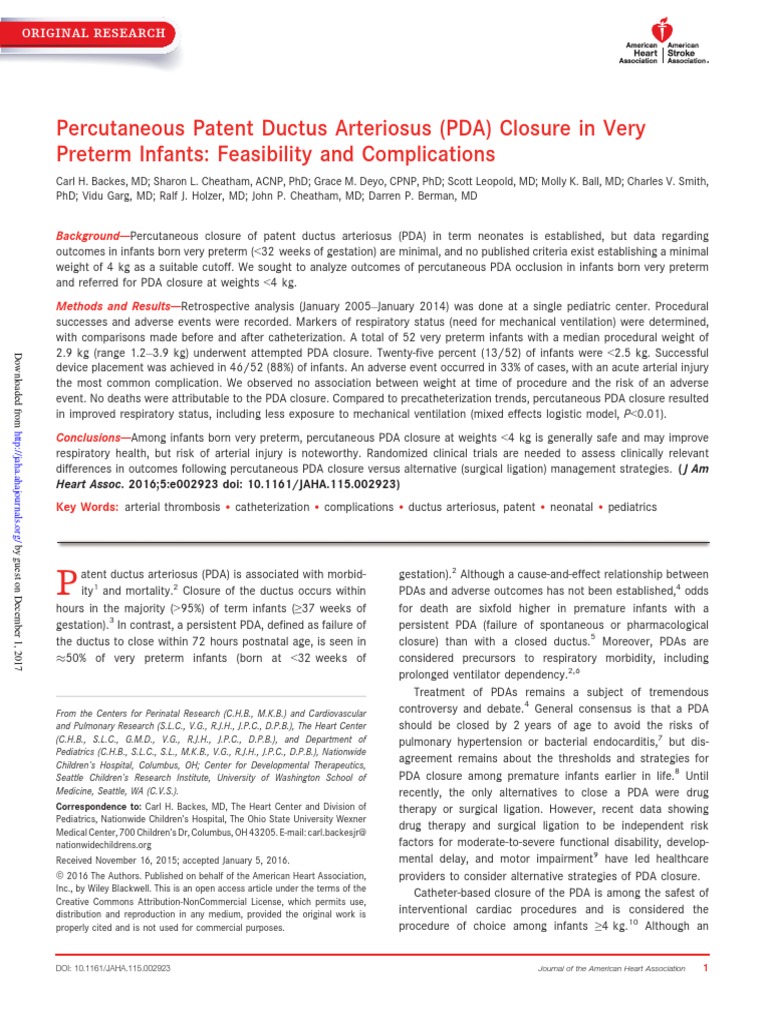 Pengertian PDA Preterm Birth Angiography