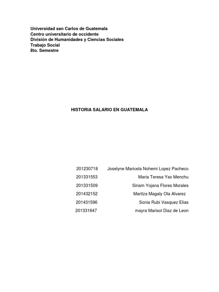 Historia del Salario en Guatemala | PDF | Salario | Salario mínimo