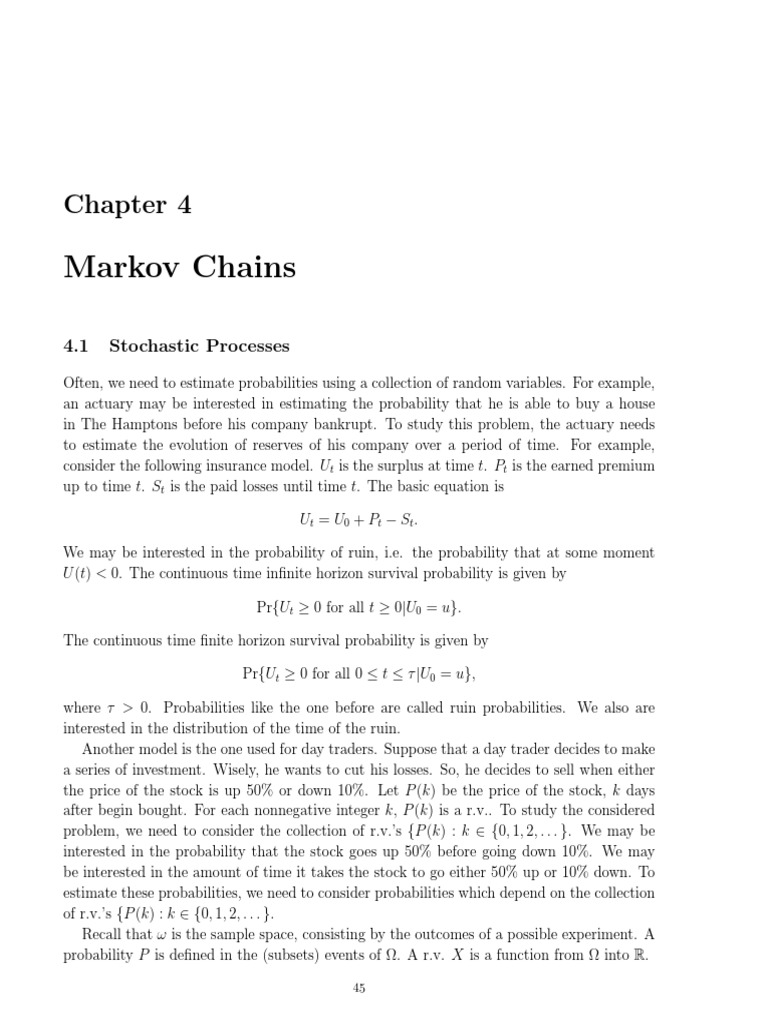 Markov Chains: 4.1 Stochastic Processes | PDF | Stochastic Process ...