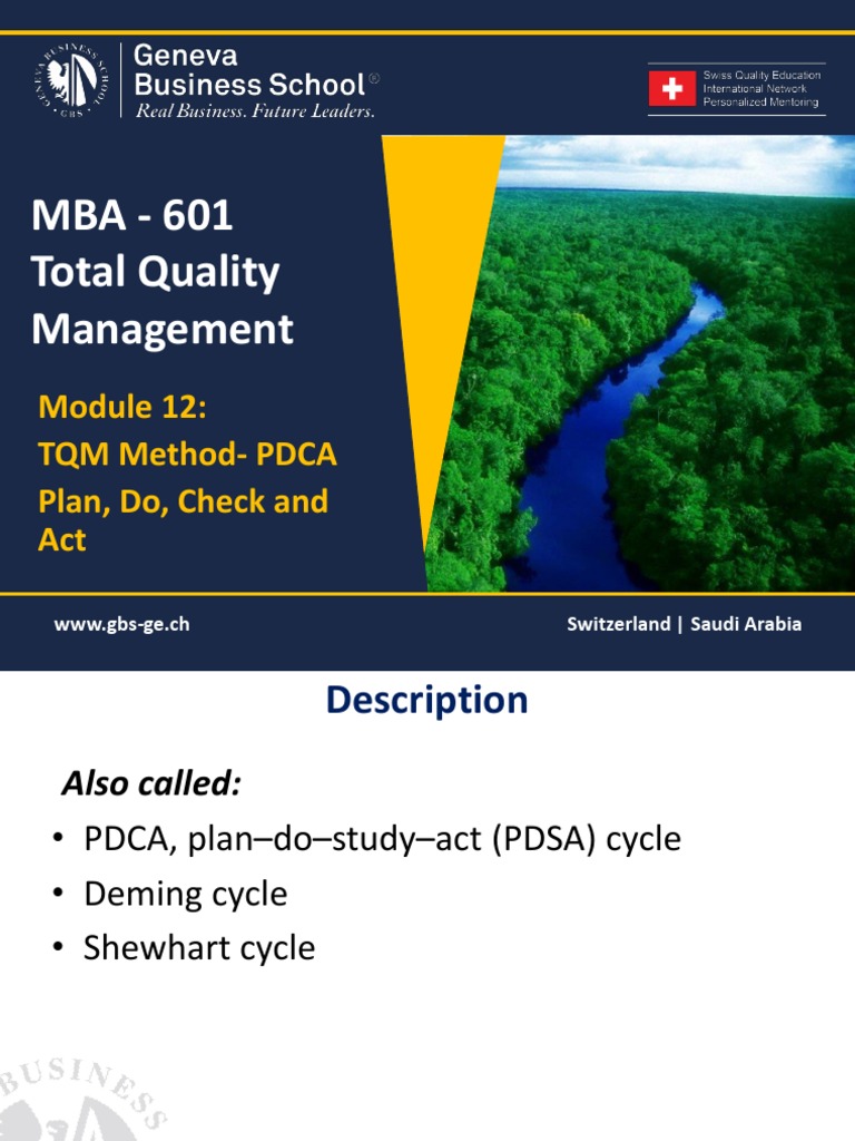 TQM - 601 Module 12 - Quality Method PDCA and PDSA | PDF | Science And ...