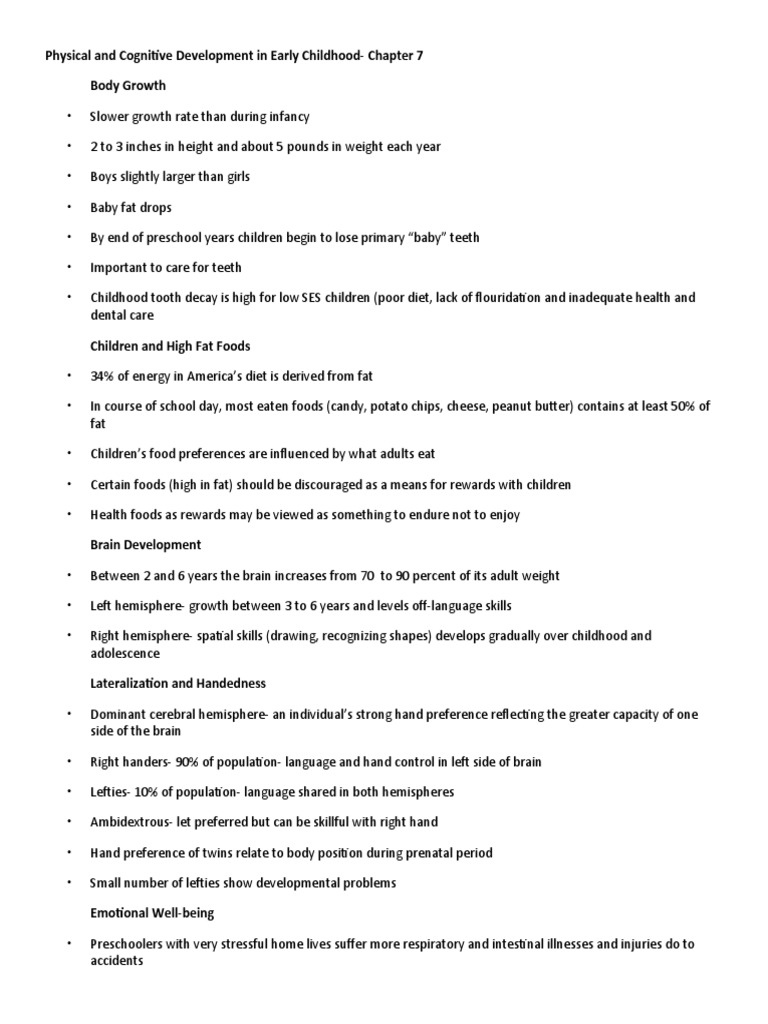 Physical and Cognitive Development in Early Childhood | PDF | Child ...