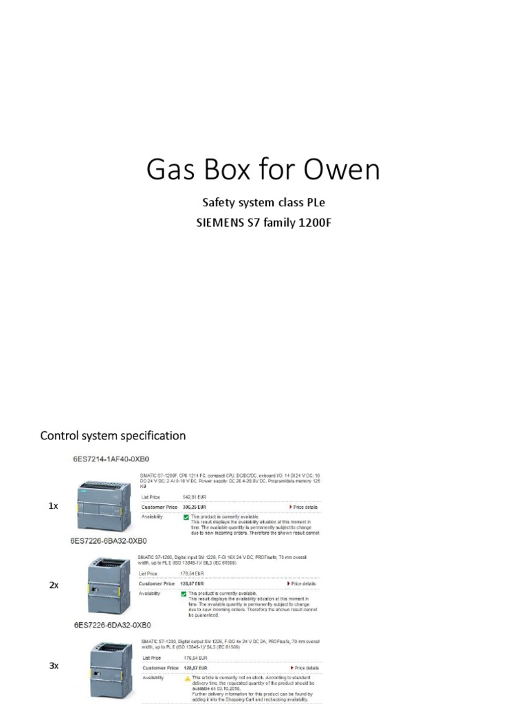 Gas Box Control System Spec PLe | PDF