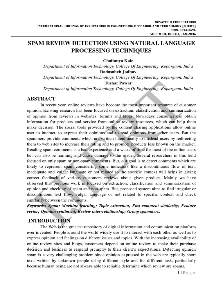 Spam Review Detection Using Natural Language Processing Techniques ...