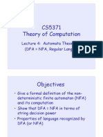 CS5371 Theory of Computation: Lecture 4: Automata Theory II (DFA NFA, Regular Language)