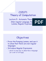 CS5371 Theory of Computation: Lecture 5: Automata Theory III (Non-Regular Language, Pumping Lemma, Regular Expression)