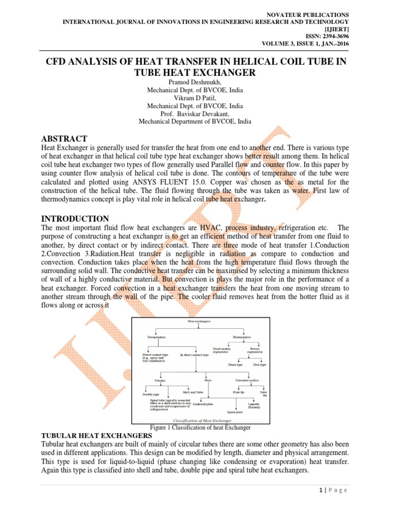 CFD Analysis of Heat Transfer in Helical Coil Tube in Tube Heat ...