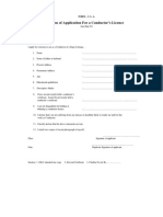 FORM C. L. A.Form of Application For A Conductor's Licence PDF