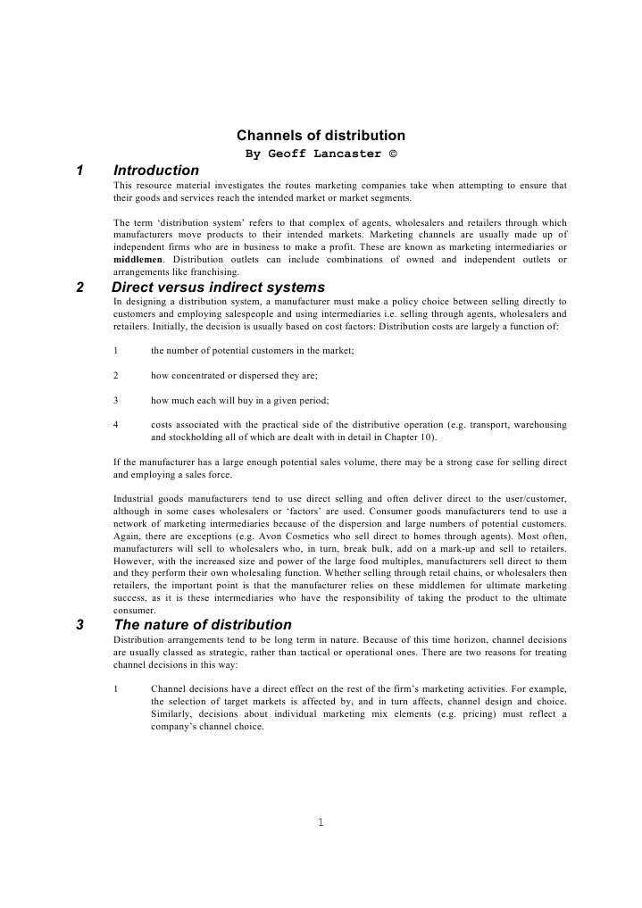 Marketing Notes 2-Marketing Channels of Distribution | PDF | Retail ...