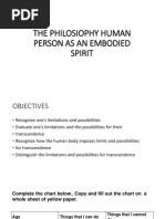 The Philosiophy Human Person As An Embodied Spirit