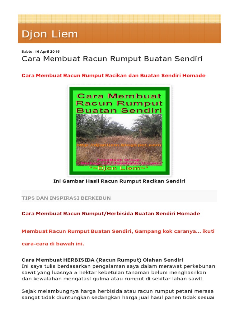 Cara Membuat Racun Rumput Buatan Sendiri Pdf Pdf