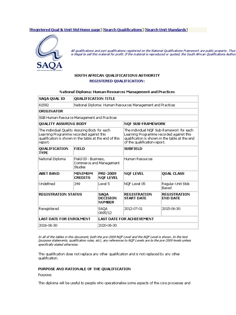Diploma Human Resources Management And Practices Pdf Human
