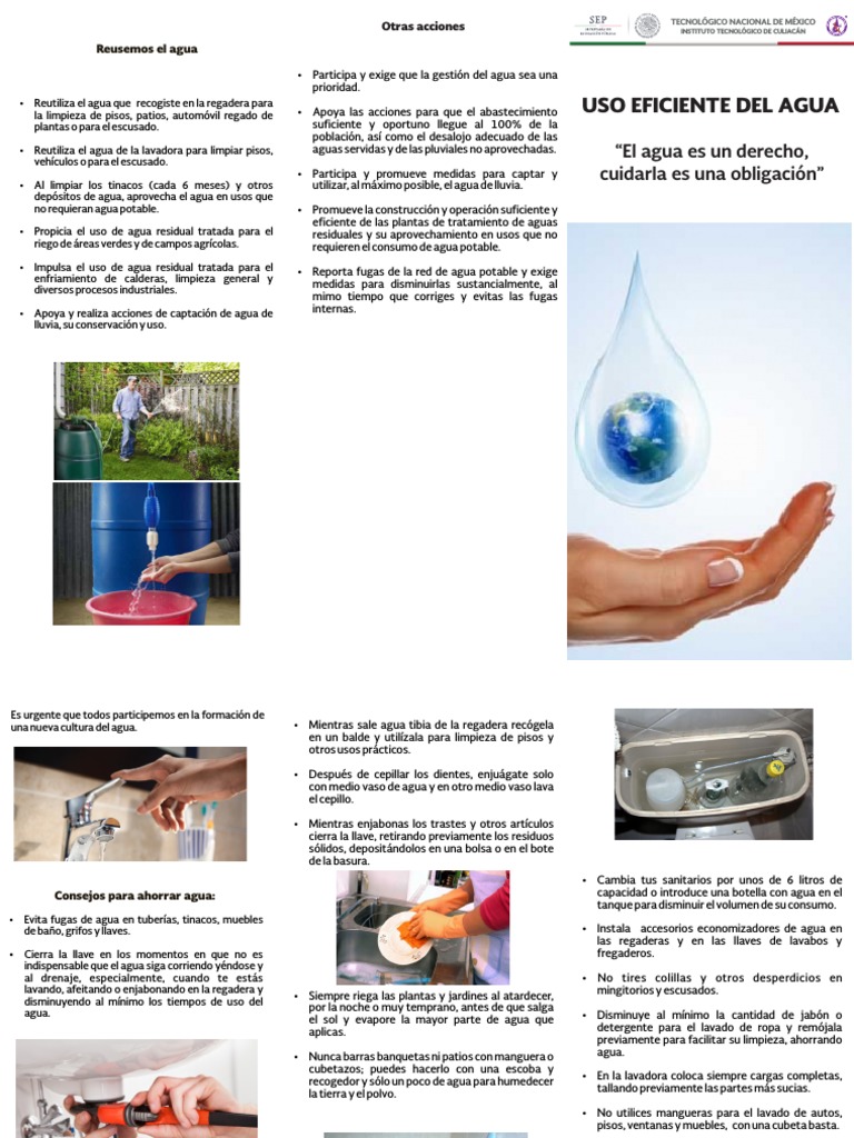 Consejos para un uso eficiente del agua | PDF | Aguas residuales | Agua
