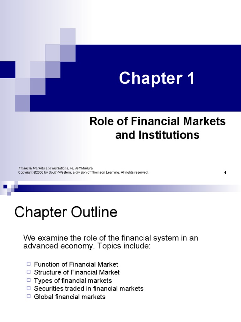Role of Financial Markets and Institutions | PDF | Securities (Finance ...