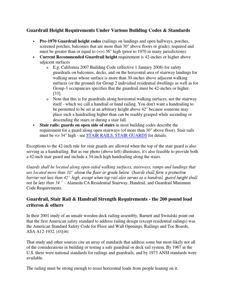 Guardrail Height Requirements Under Various Building Codes & Standards