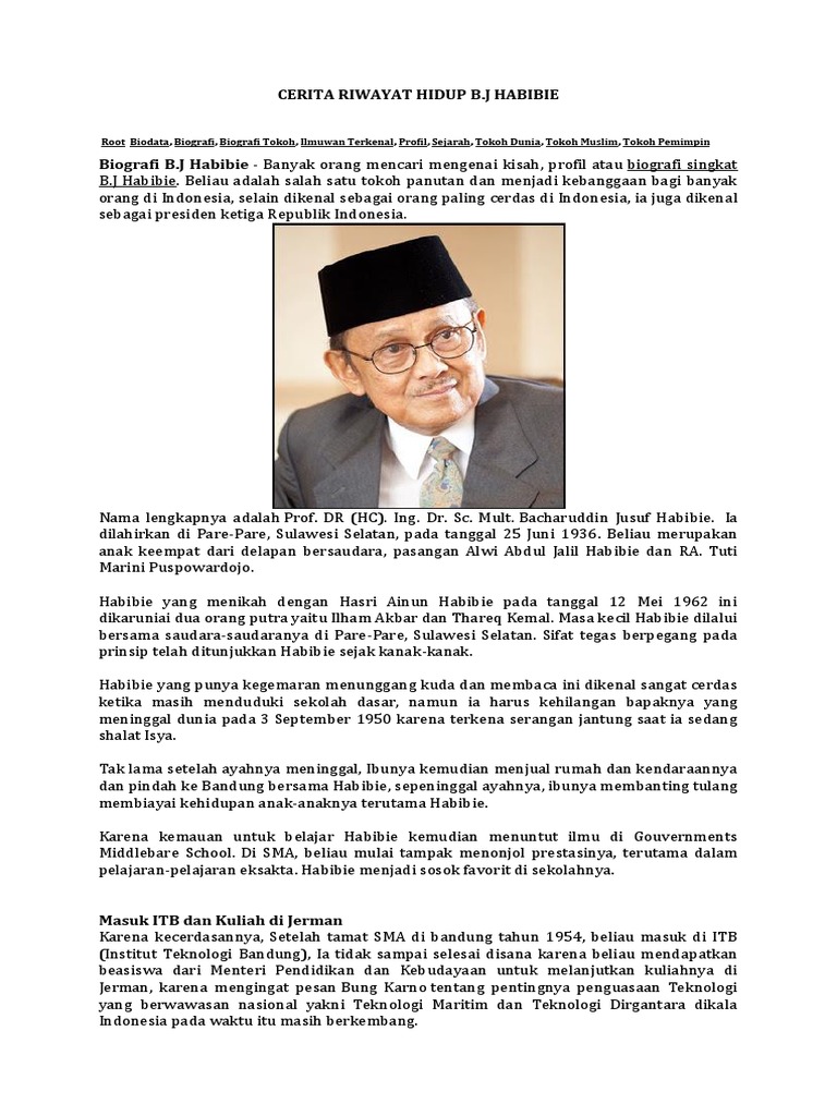 Contoh Biografi Contoh Biografi Bj Habibie Singkat