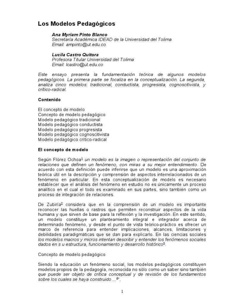 2 2 Los Modelos Pedagogicos PDF | PDF | Aprendizaje | Maestros