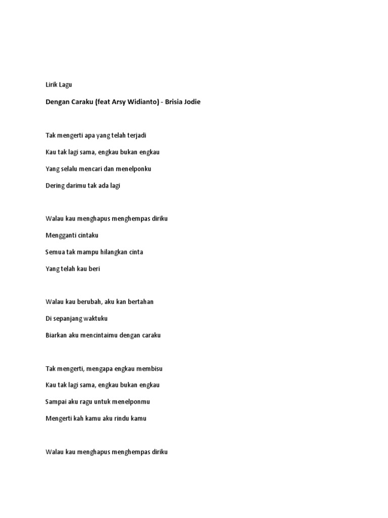 Lirik Lagu Dengan Caraku Pdf