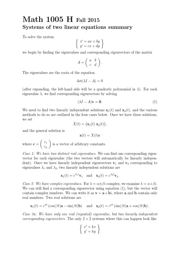 Eigenvalues and Solutions of Linear Systems | PDF | Eigenvalues And ...
