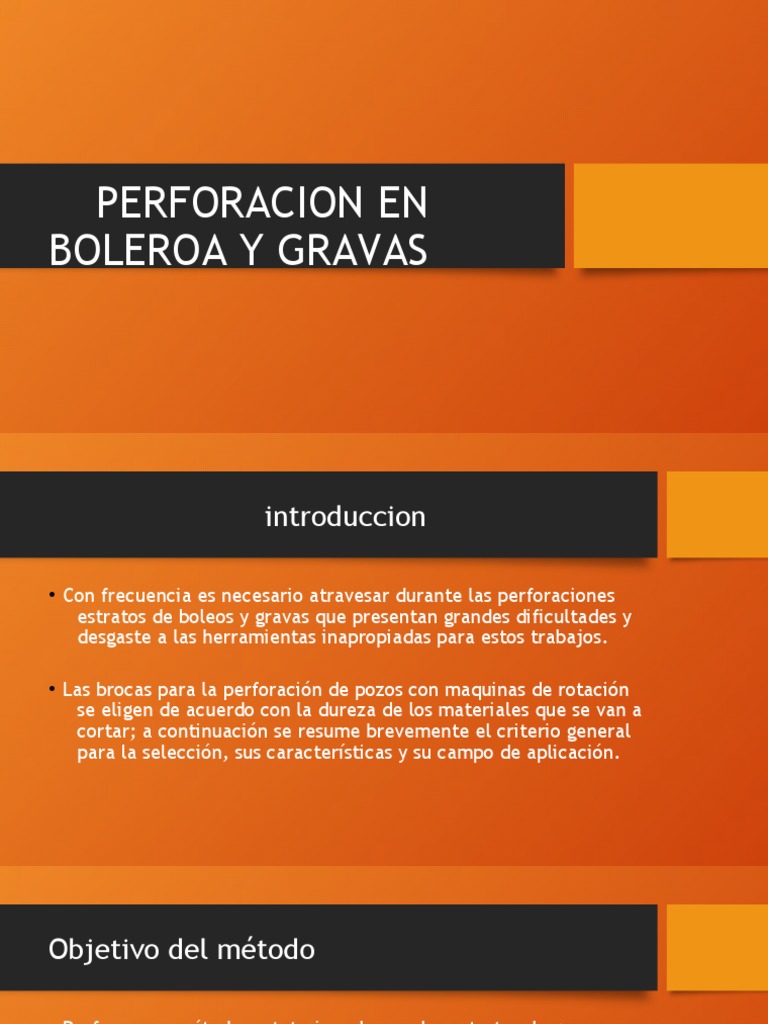 Perforacion en Boleos y Gravas | PDF | Roca (geología) | Acero