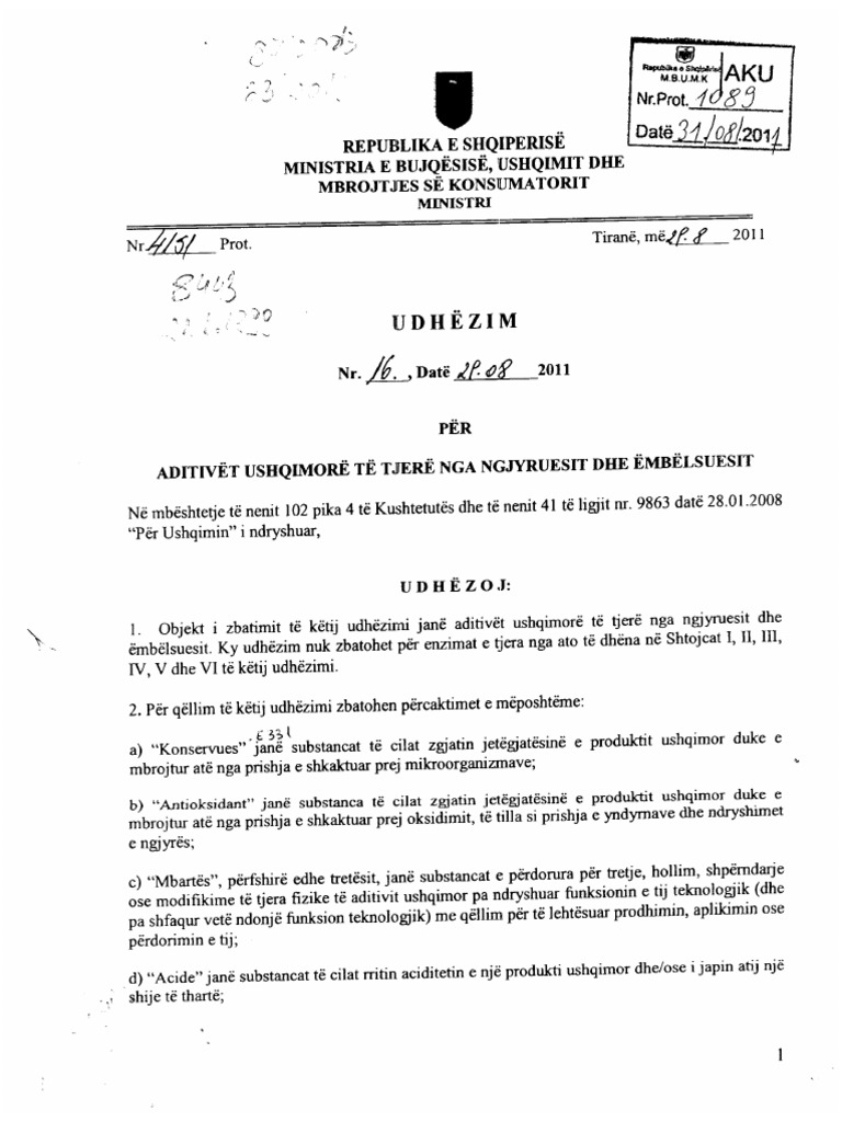 Udhezimi 16 i ministrit mbumk aditivet 1 pdf