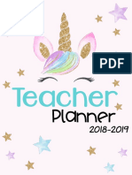 Unicorn Themed Teacher Planner 20182019