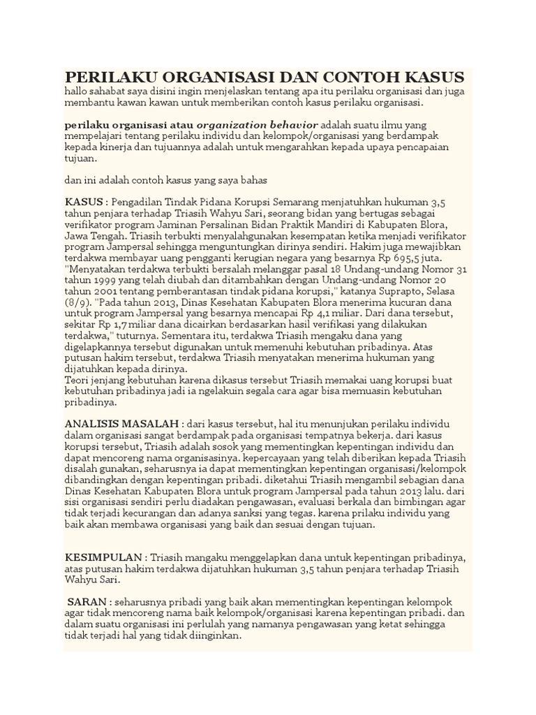 Perilaku Organisasi Dan Contoh Kasus Docx