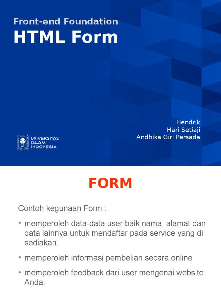 HTML Form Front-end Foundation | PDF | Business Software | Computer ...