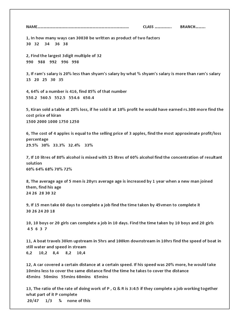 Math Problem Solving Exercises | PDF