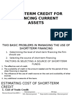 Short Term Credit for Financing Current Assets