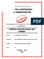 Escuela Profesional de Administración: "Monto Y Valor Actual Del Dinero"