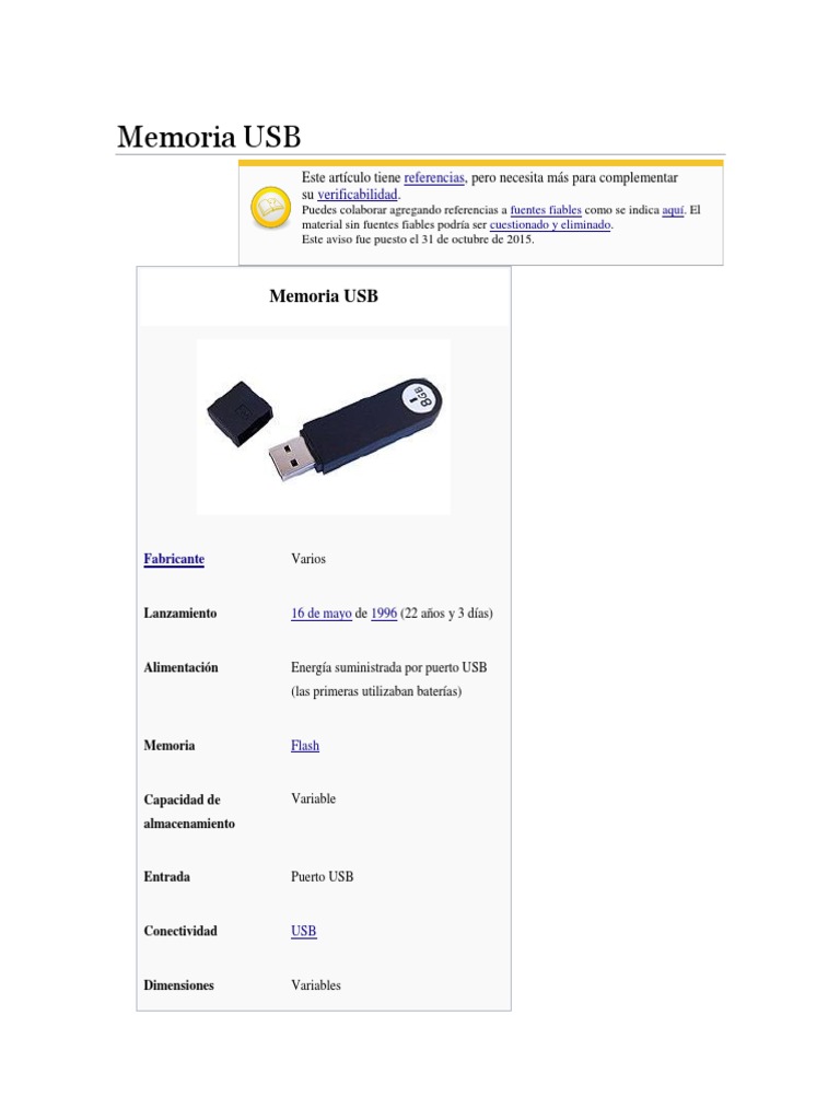 Características y evolución de la memoria USB | PDF | Memoria USB | USB