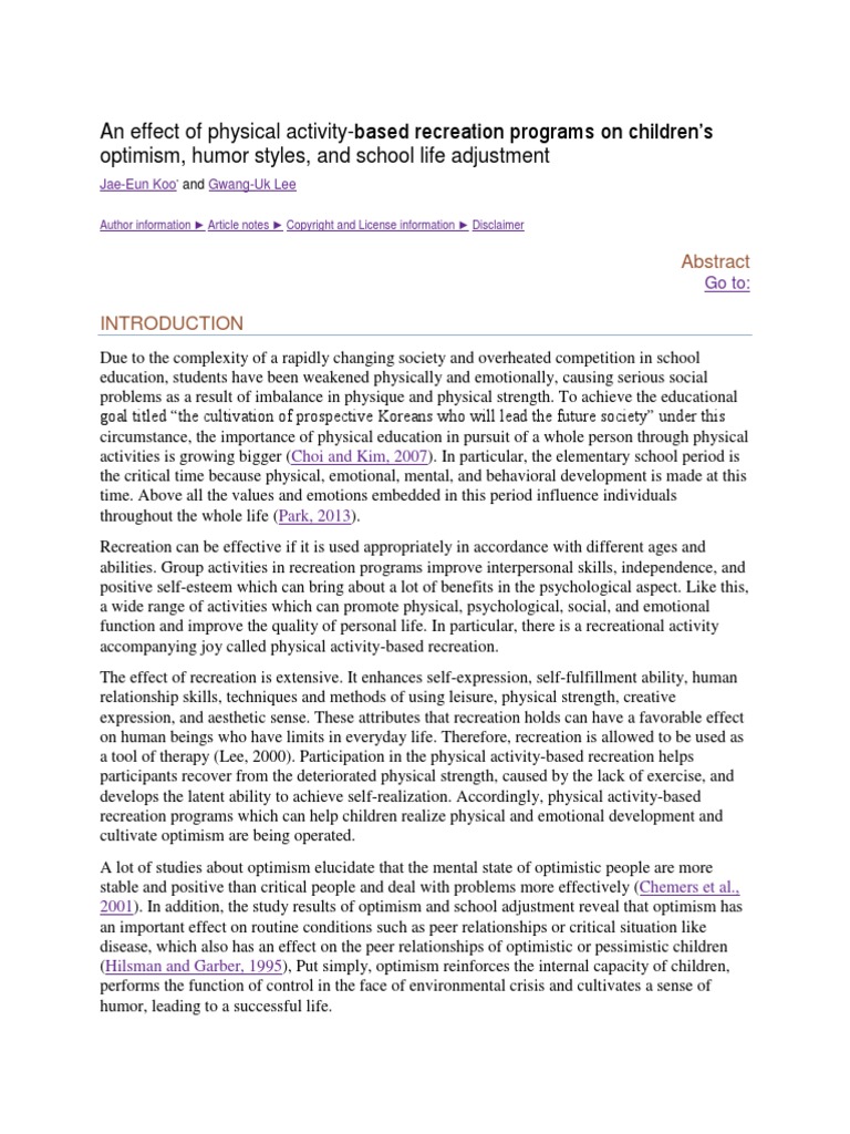 An Effect of Physical Activity | PDF | Optimism | Obesity